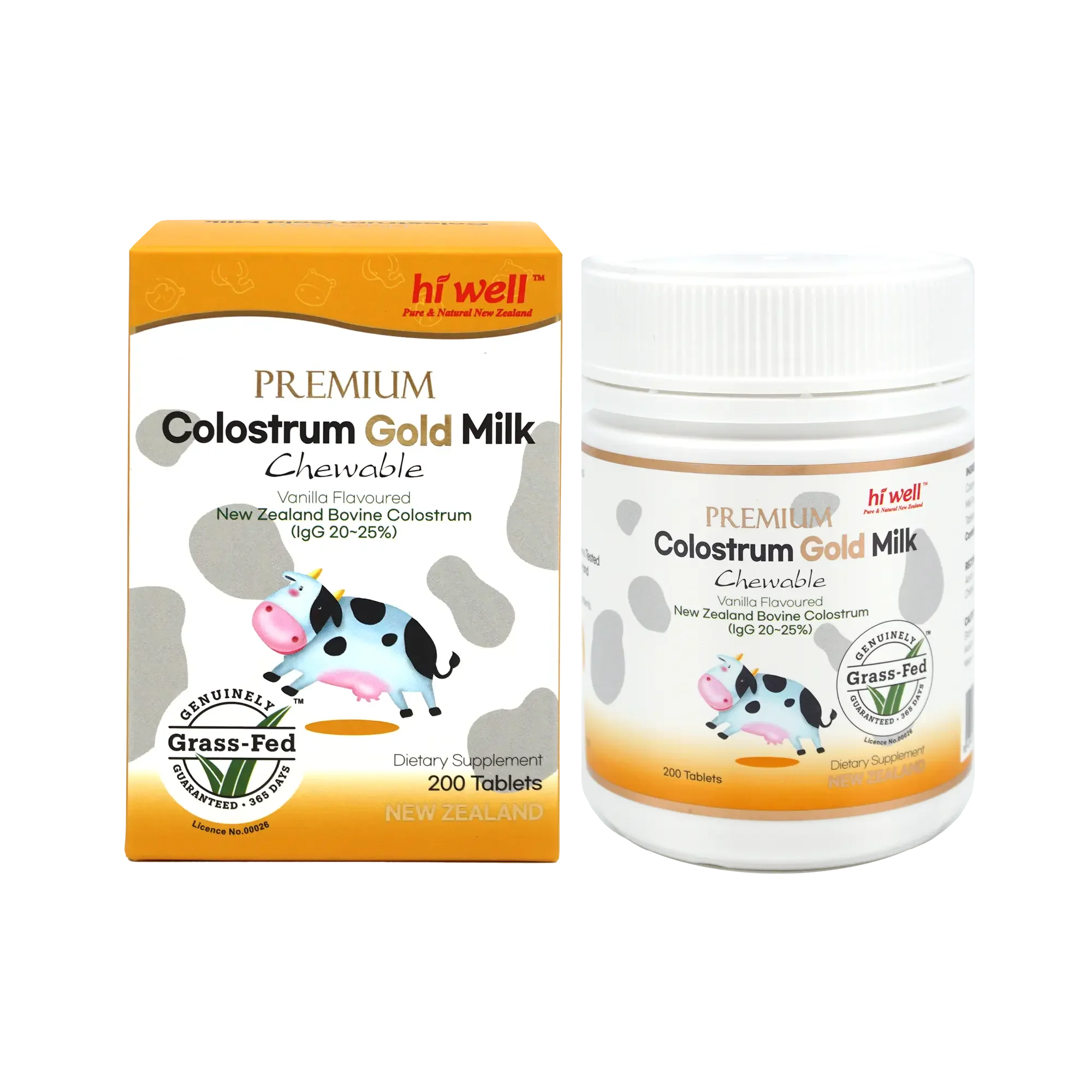 Hi Well Premium Colostrum Gold Milk Vanilla Flavoured 200 Chewable Tablets - Image 3