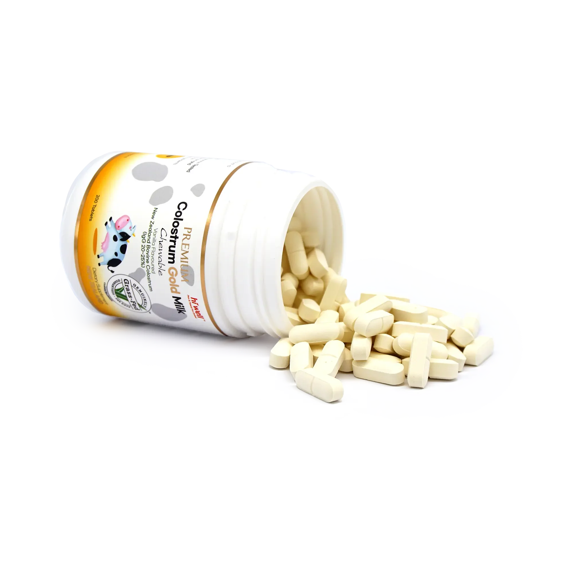 Hi Well Premium Colostrum Gold Milk Vanilla Flavoured 200 Chewable Tablets - Image 4