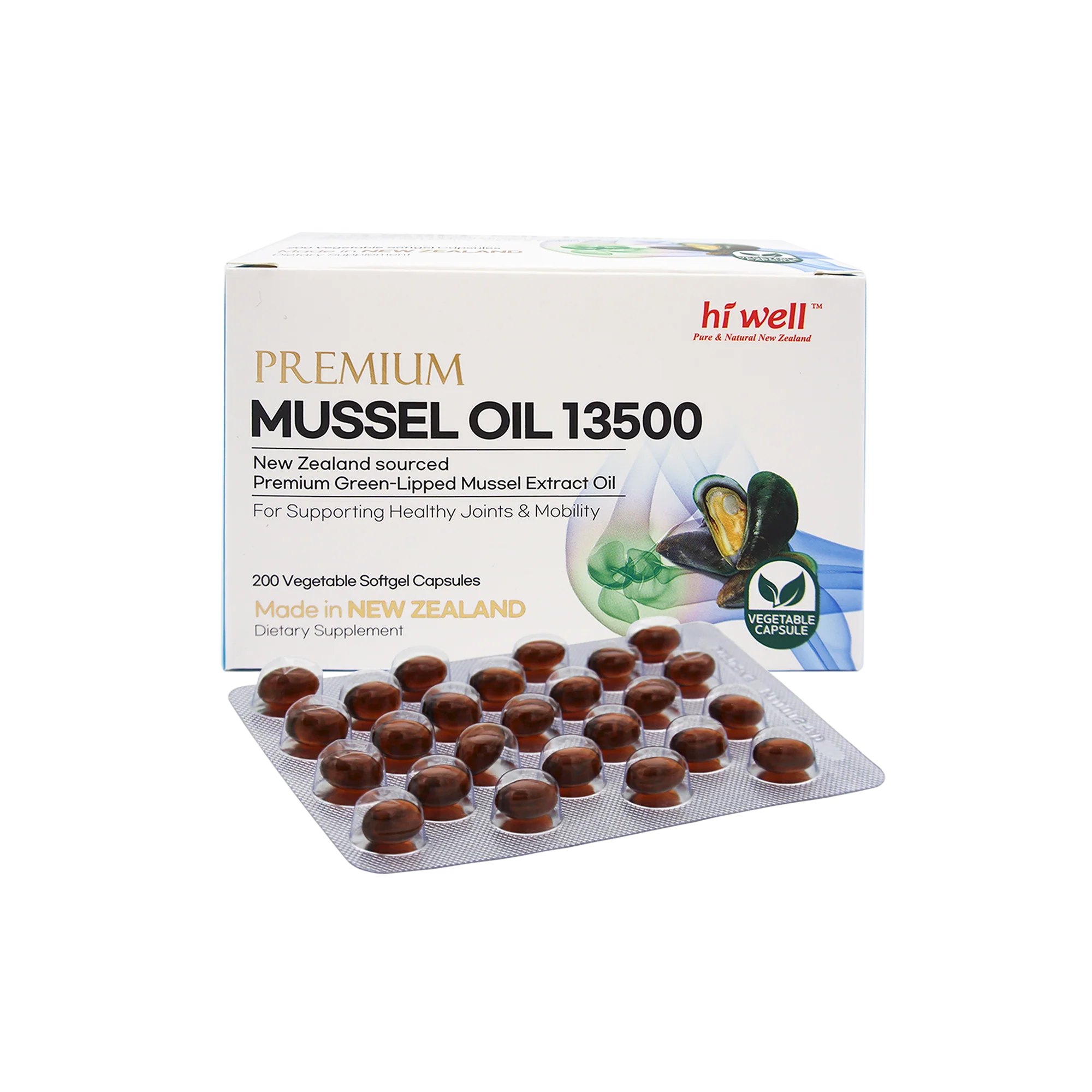 Hi Well Premium Mussel 13500 200 Vegetable Softgel Capsules