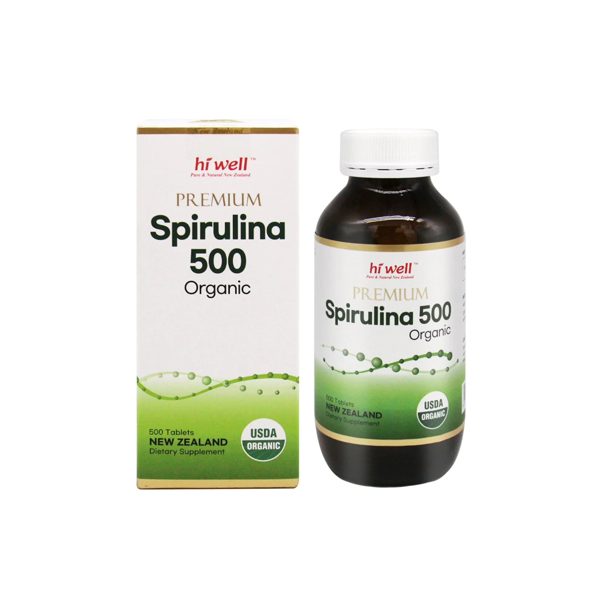 Hi Well Premium Spirulina 500 Organic 500 Tablets