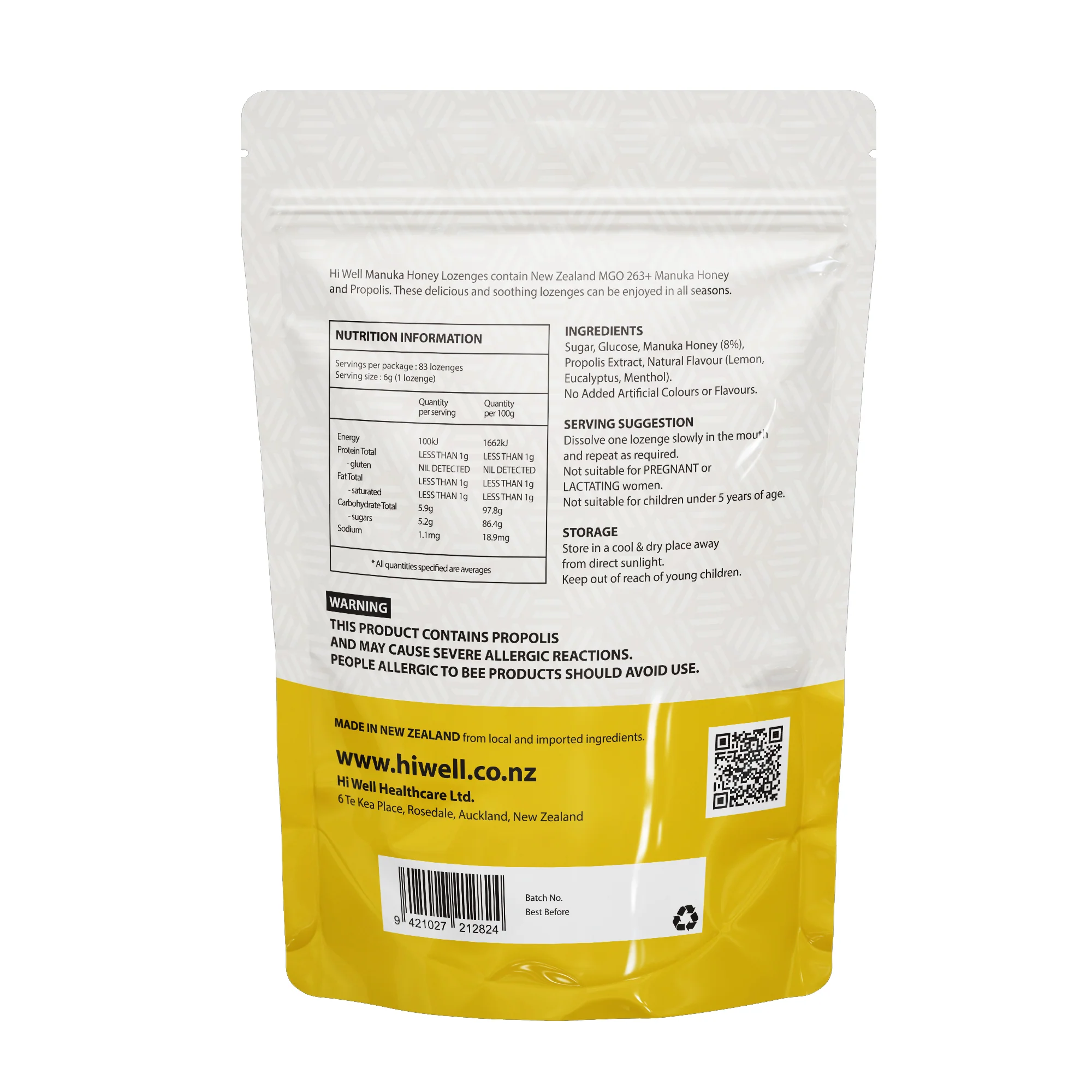 Hi Well Propolis Manuka Honey Lozenges Lemon&Manuka Honey - Image 5