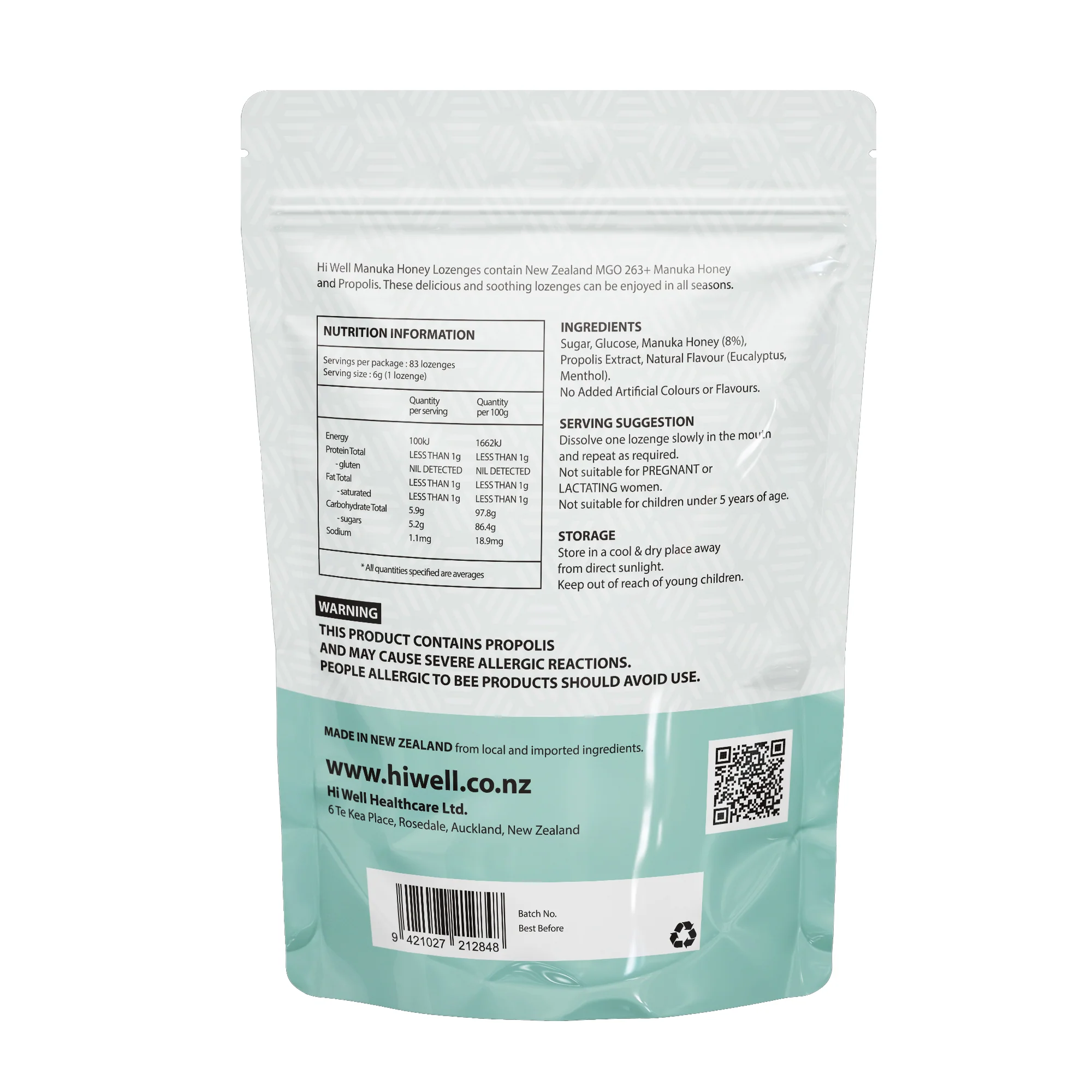 Hi Well Propolis Manuka Honey Lozenges Mint&Manuka Honey - Image 3